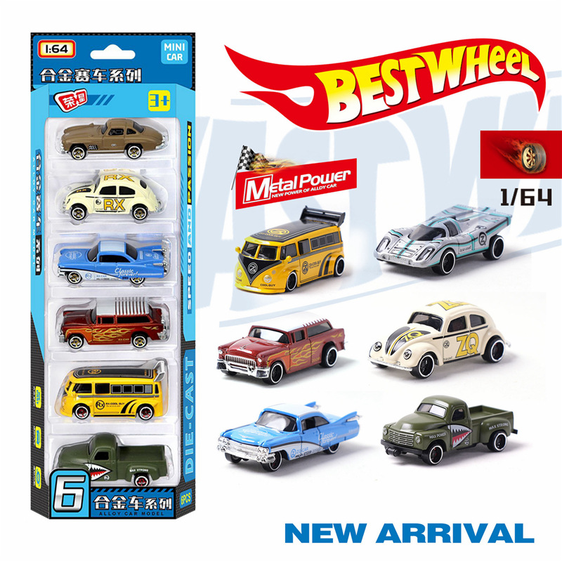 Vintage Collectibles Toys - 1:64 Alloy retro racing car 6-piece