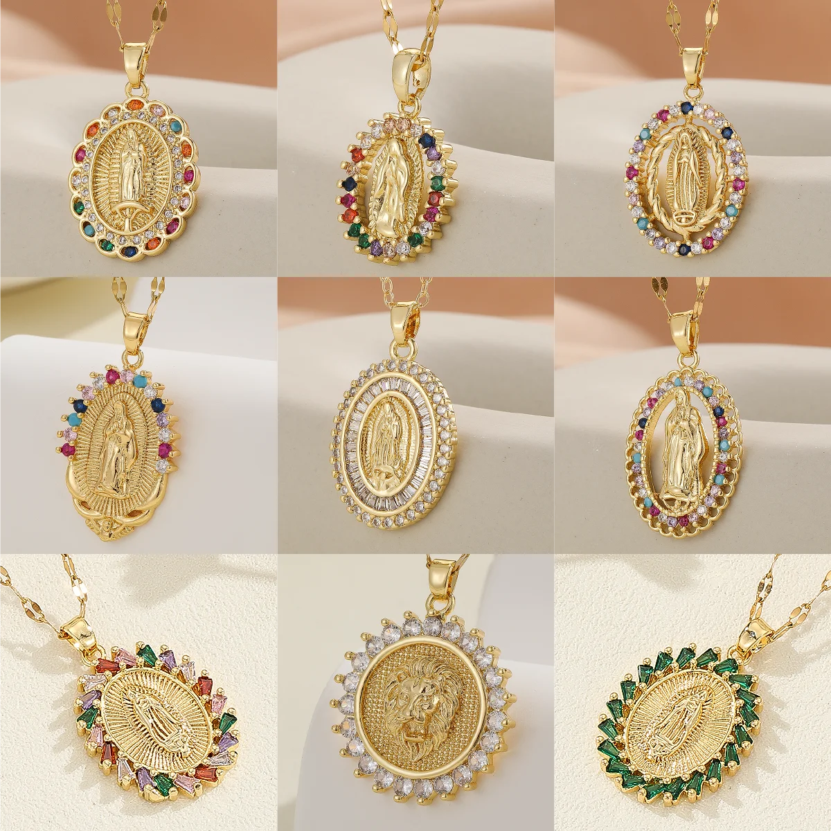 Vintage Item - Luxury Gold Plated Multicolor CZ Pendant