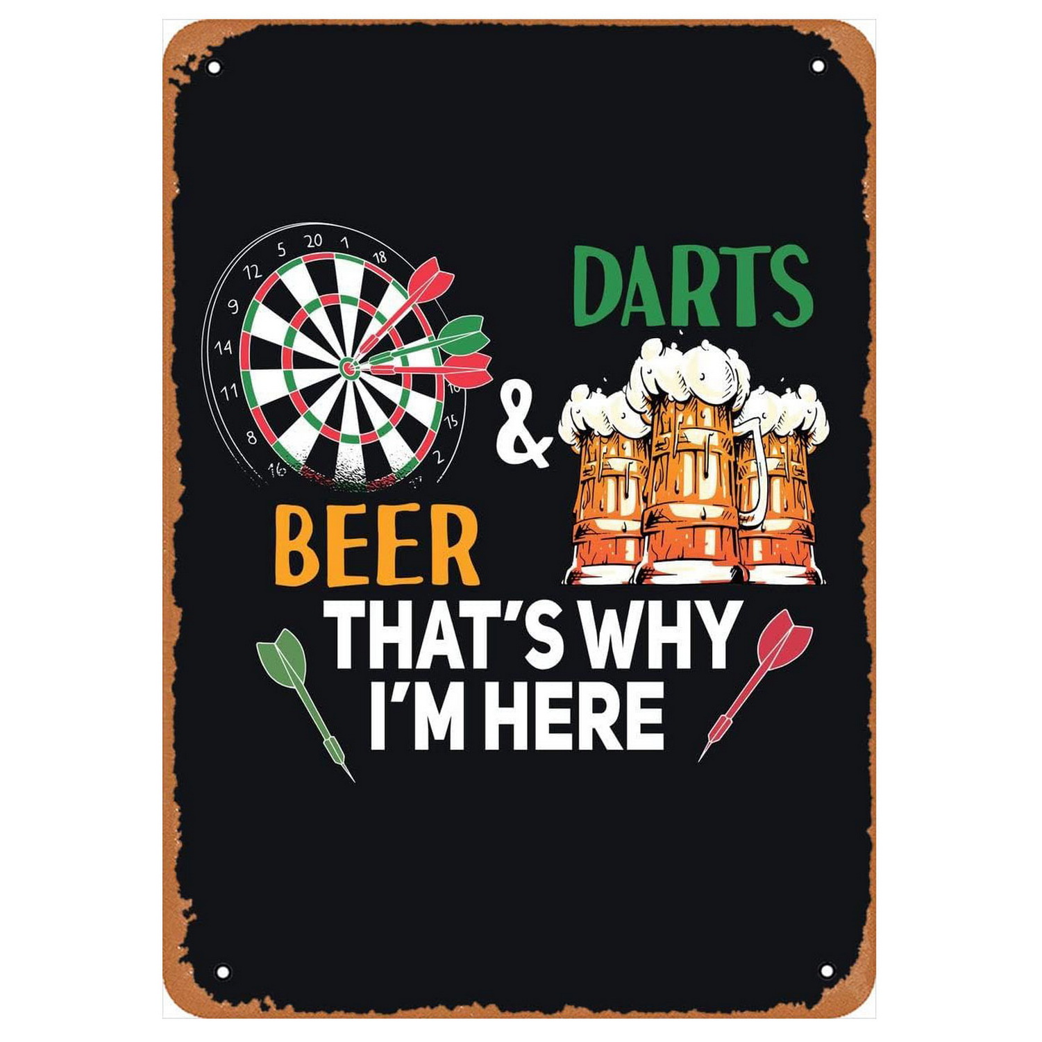 Vintage Darts & Beer Tin Sign, - Vintage Collectible Signs ulasan dan harga