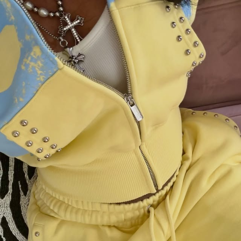 2 Pcs Hoodie Co-ords Yellow Me - Vintage Zipper ulasan dan harga