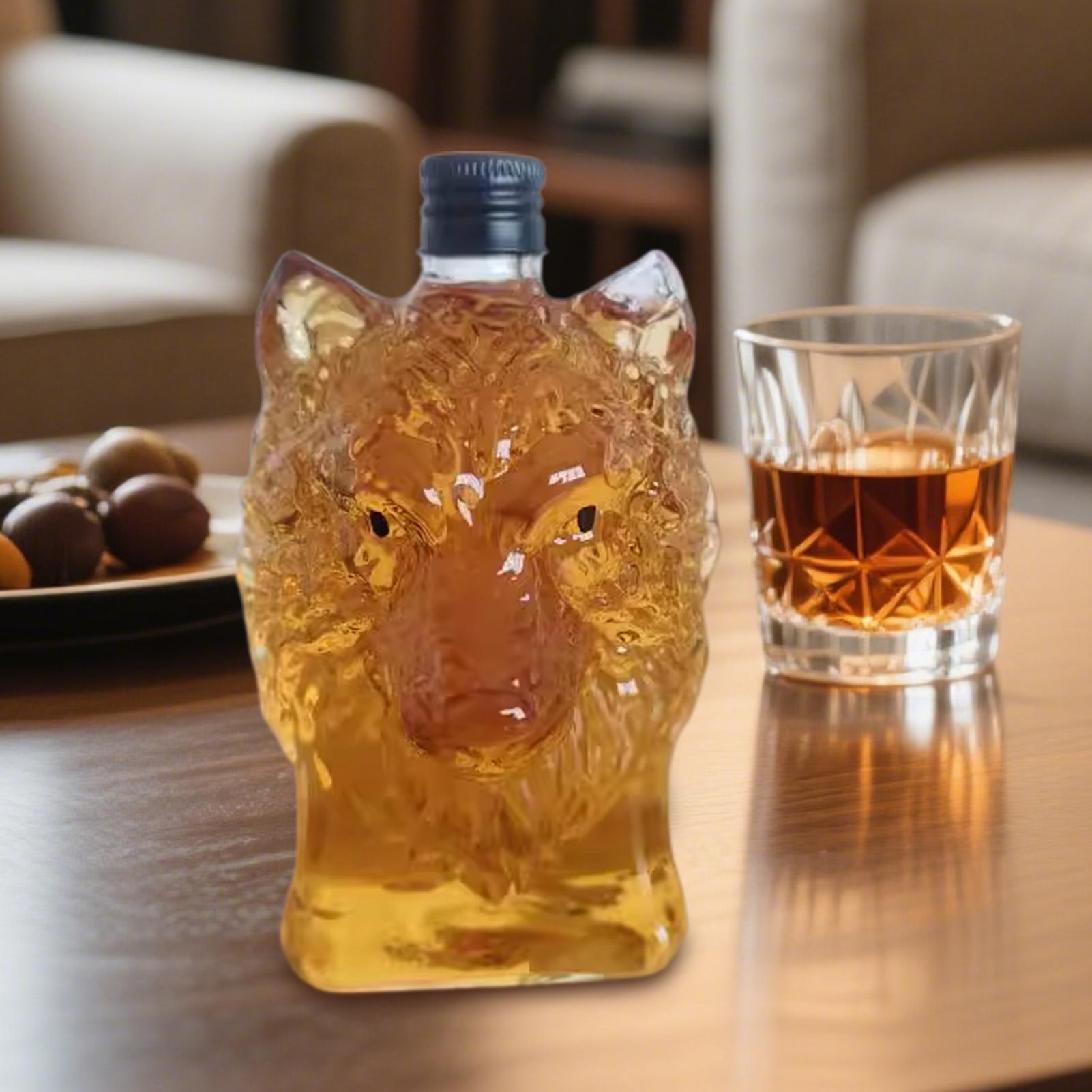 Whiskey Bottle Wolf Shape Wine - Vintage Collectible Glass ulasan dan harga