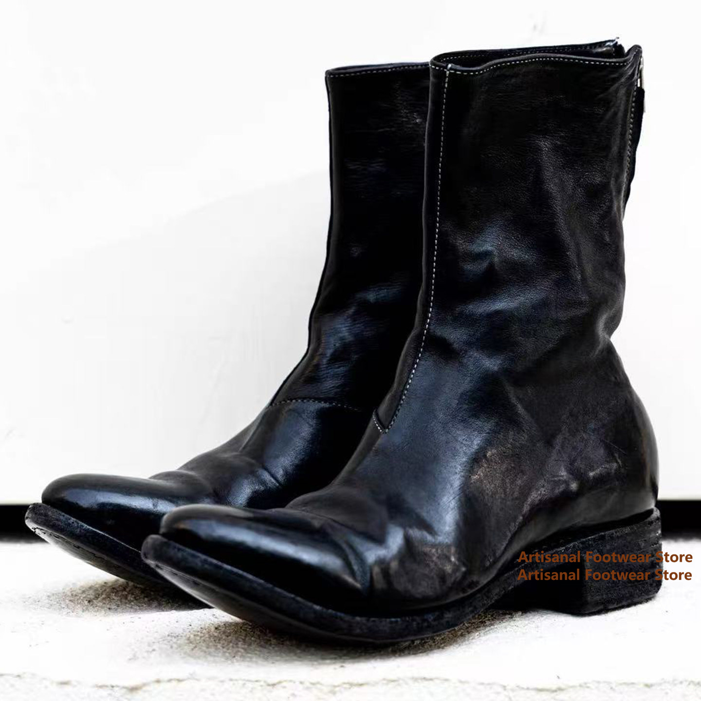 Vintage Wrinkled Leather Mid-C - Vintage Zipper ulasan dan harga
