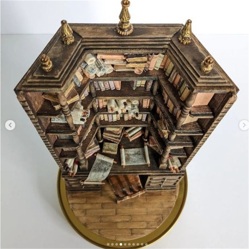 Miniature Bookcase Bookshelf D - Vintage Collectible Glass ulasan dan harga