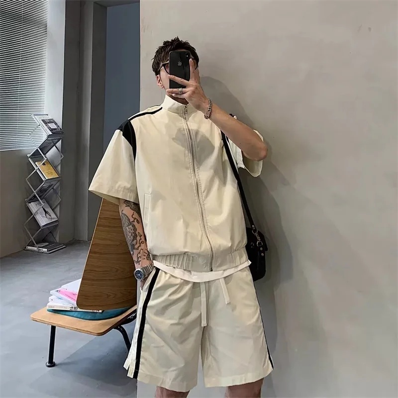 Men Color‑Block Tracksuit Summ - Vintage Zipper ulasan dan harga