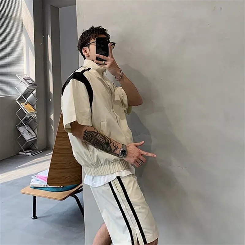 Men Color‑Block Tracksuit Summ - Vintage Zipper ulasan dan harga