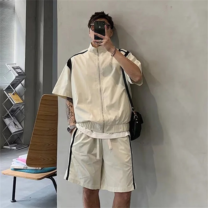 Men Color‑Block Tracksuit Summ - Vintage Zipper ulasan dan harga