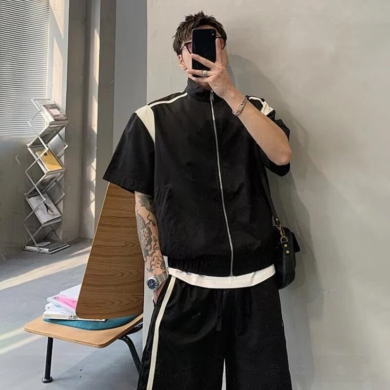 Men Color‑Block Tracksuit Summ - Vintage Zipper ulasan dan harga